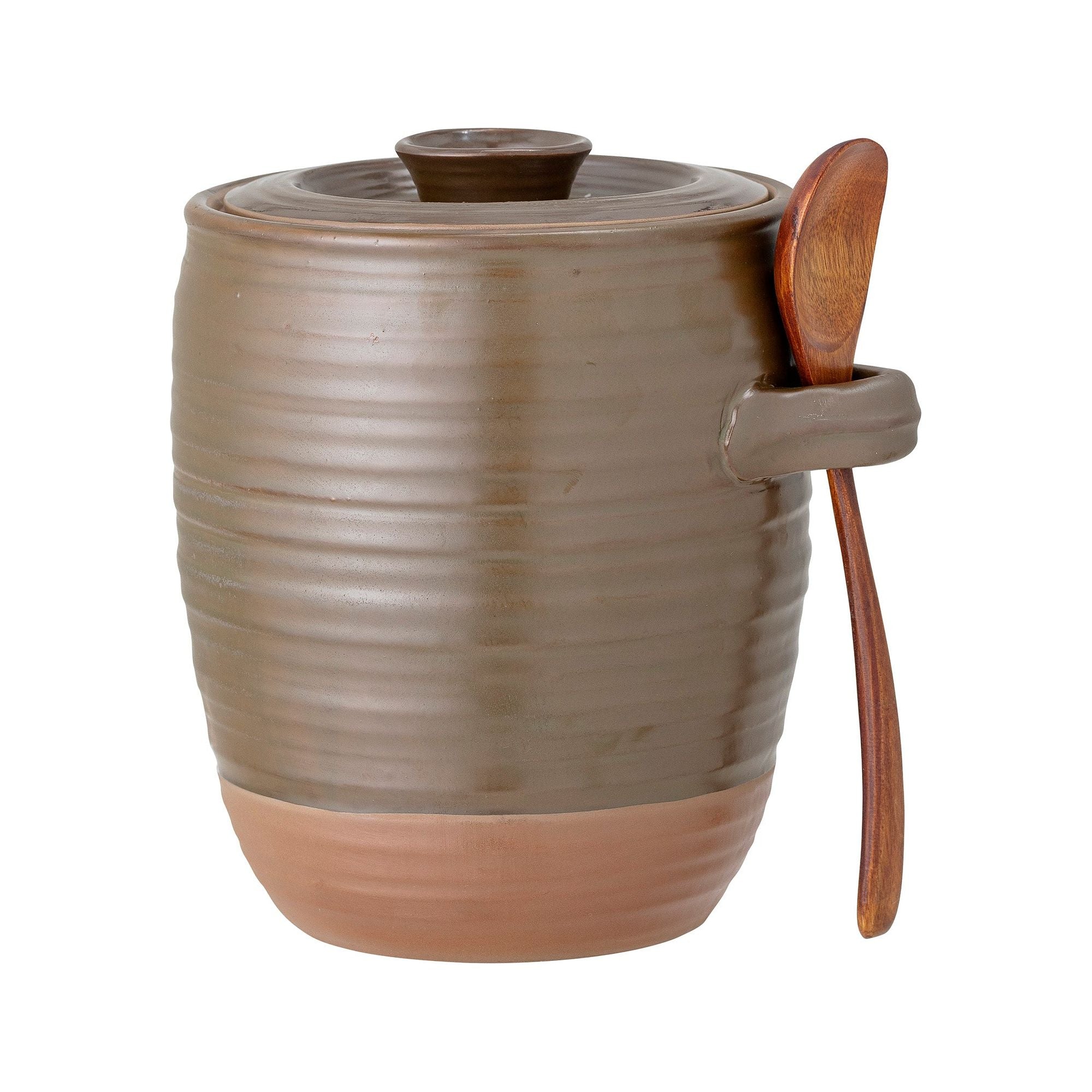 Creative Collection Moss Burk med Lock & Sked, Grön, Stengods