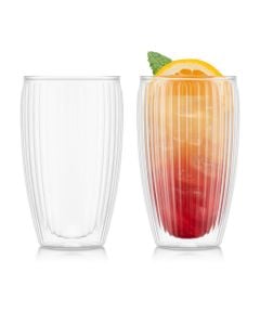 Bodum 2 st dubbelväggade glas stora 0,45 l räfflade