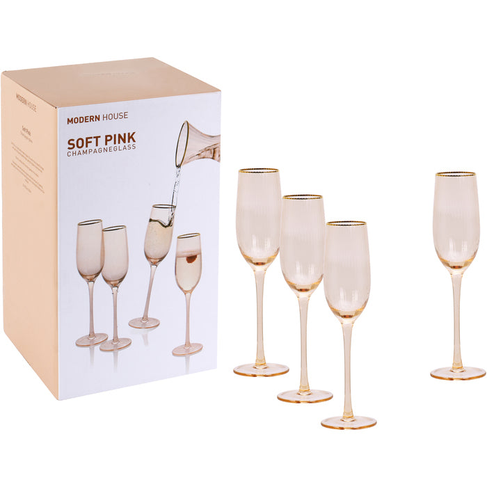 Modern House Soft Pink Champagneglas 4-pack 22 cl-Holykitchen