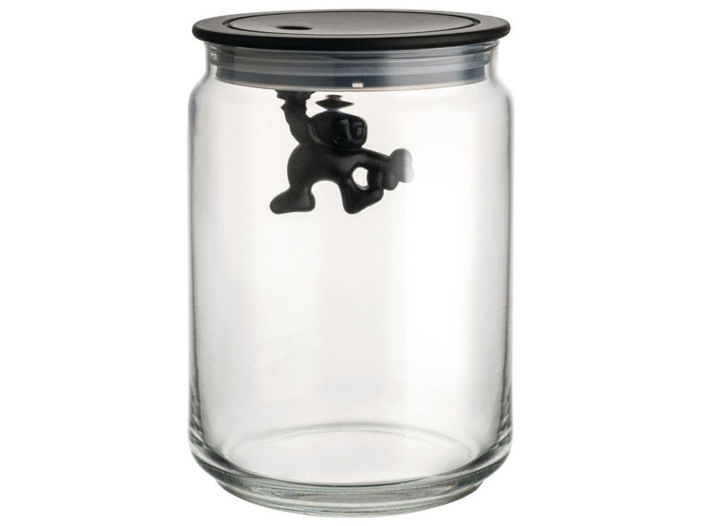 Alessi Köksförvaringsburk GIANNI 900 ml, svart lock, glas