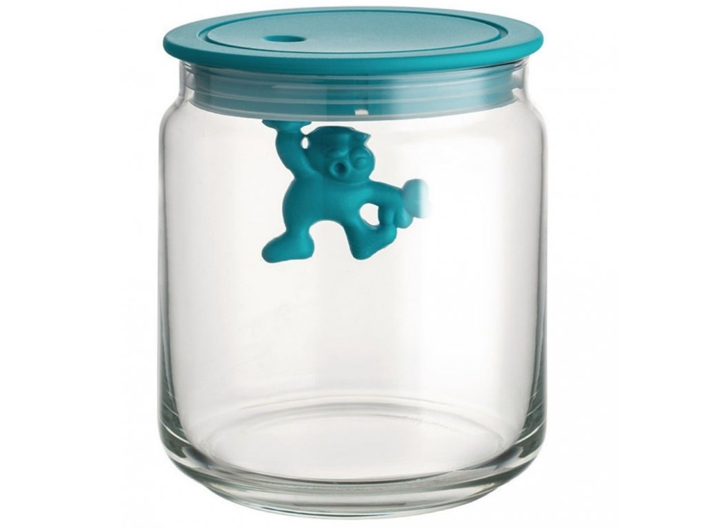 Alessi Köksförvaringsburk GIANNI 750 ml, blått lock, glas