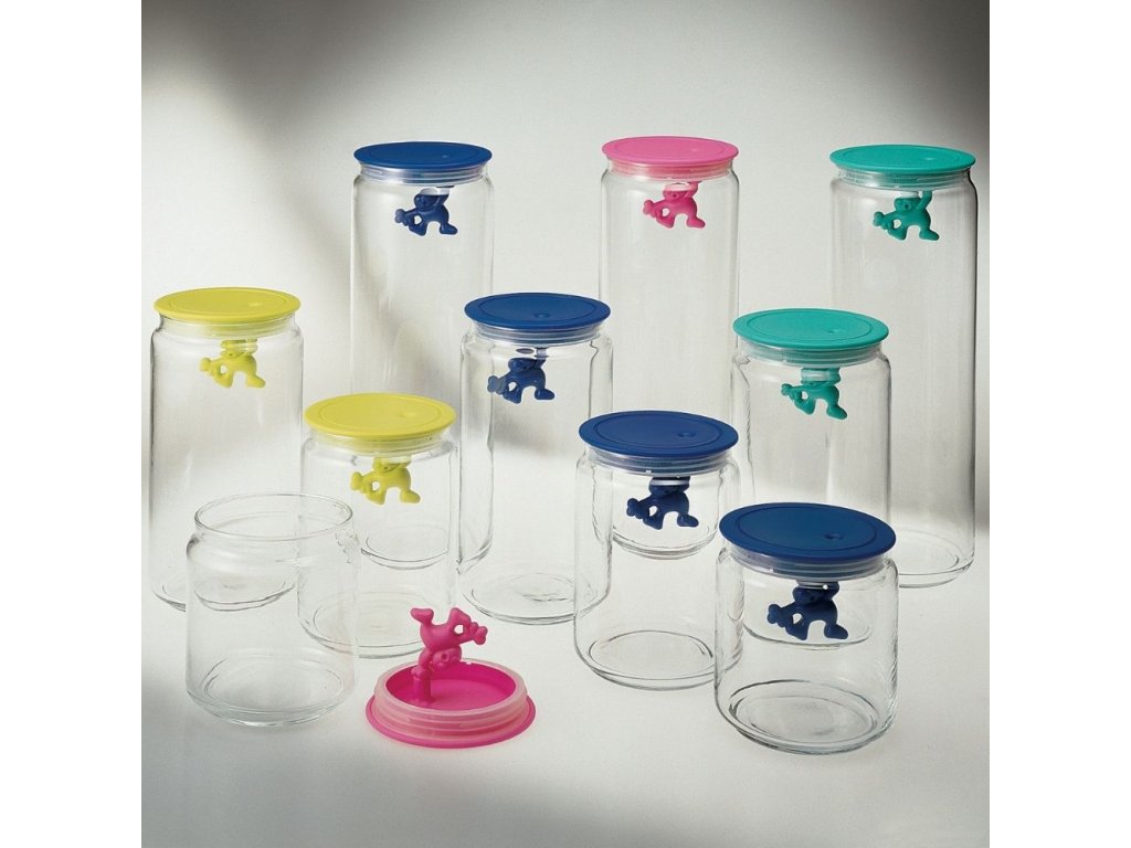 Alessi Förvaringsburk GIANNI 2 l, blått lock, glas