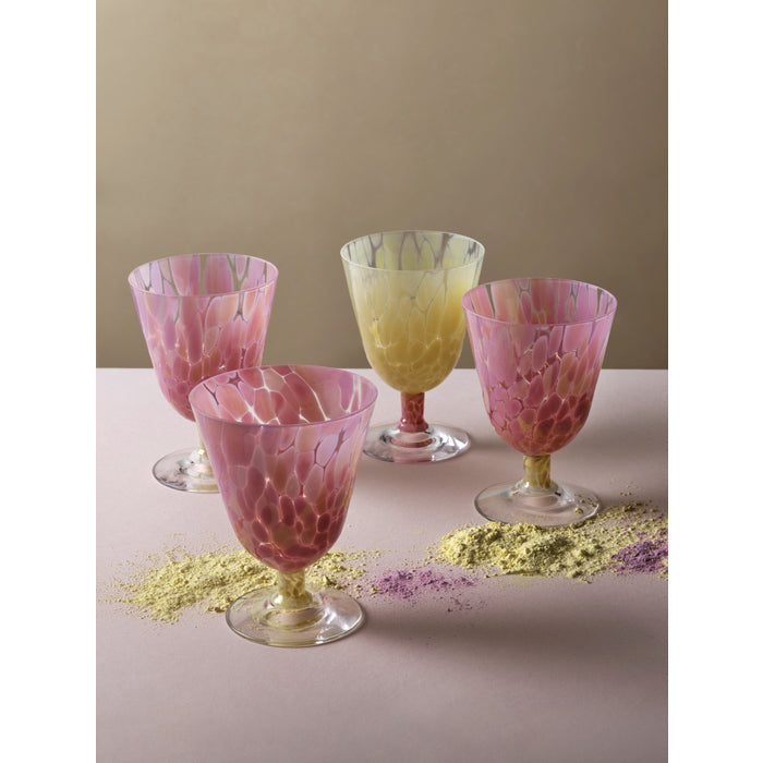 Magnor Jubalong konstglas rosa med gul fot 26 cl-Holykitchen