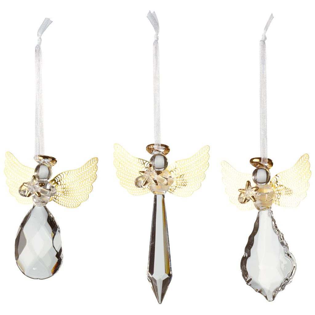 Villeroy & Boch Winter Collage Accessoires Glas hängande prydnad ängel, set om 3
