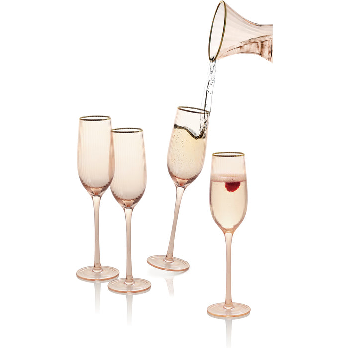 Modern House Soft Pink Champagneglas 4-pack 22 cl-Holykitchen
