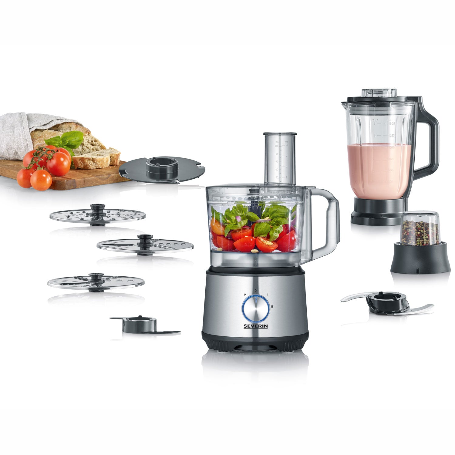 Severin Matberedare 1200 W Mixer, Bunke, Rivskivor,-Holykitchen
