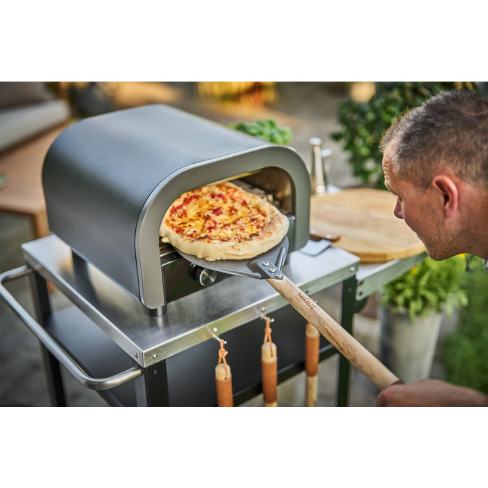 Sabor Napo avlastningsbord m/hjul 88x56x85 cm svart/borstad-Holykitchen