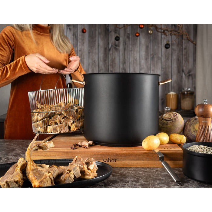Modern House Black Copper Gryta med ångkorg 18 l-Holykitchen