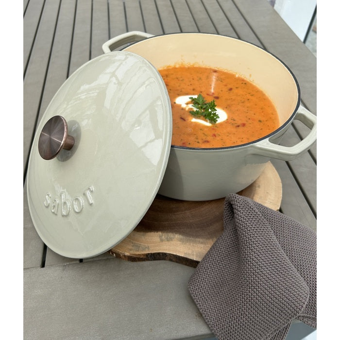 Sabor Gjutjärnsgryta 24 cm 4,4 L varmgrå-Holykitchen