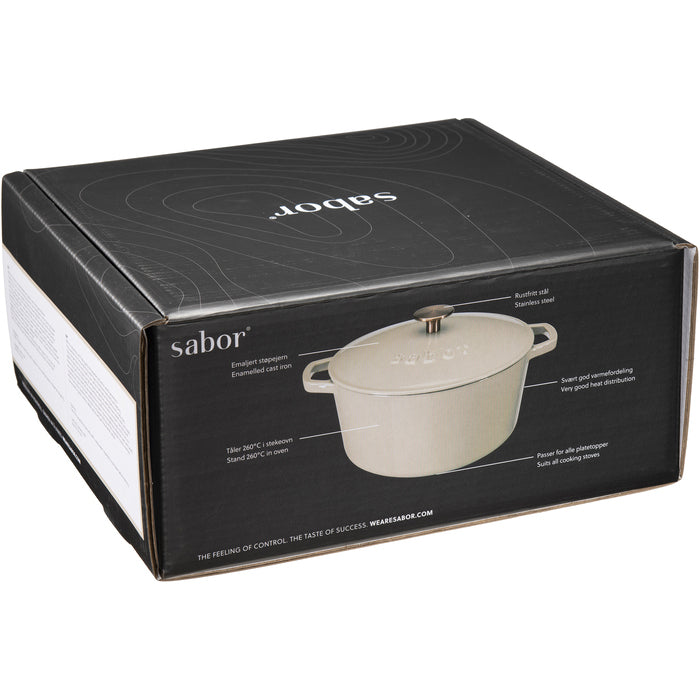 Sabor Gjutjärnsgryta 24 cm 4,4 L varmgrå-Holykitchen