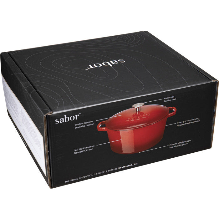 Sabor Gjutjärnsgryta 4,4 L röd-Holykitchen