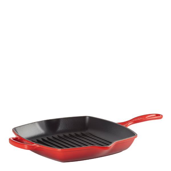 Le Creuset Signature grillpanna kvadratisk gjutjärn 26 cm Cerise-Holykitchen