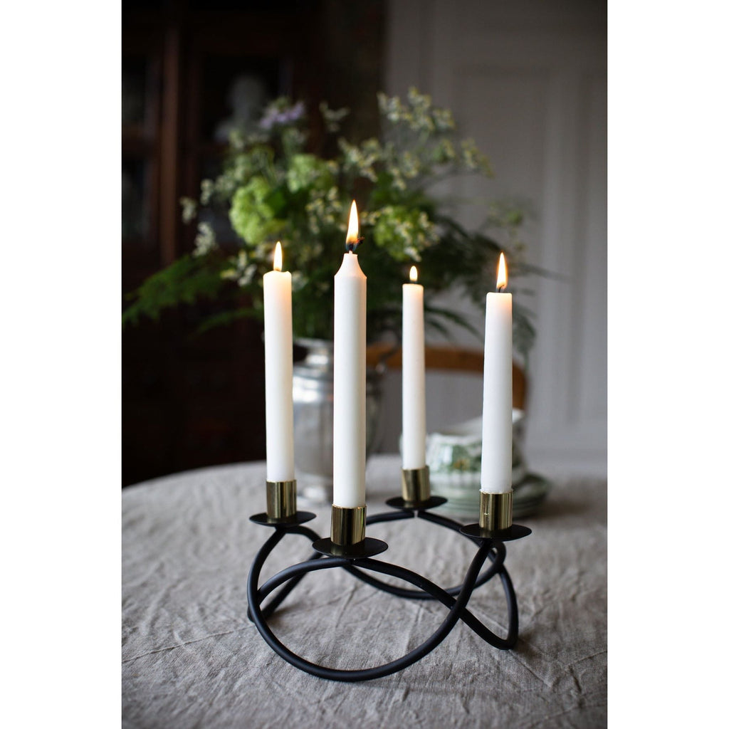 Dorre Asta Ljusstake svart smide rund 4 antikljus dia 23 cm-Holykitchen