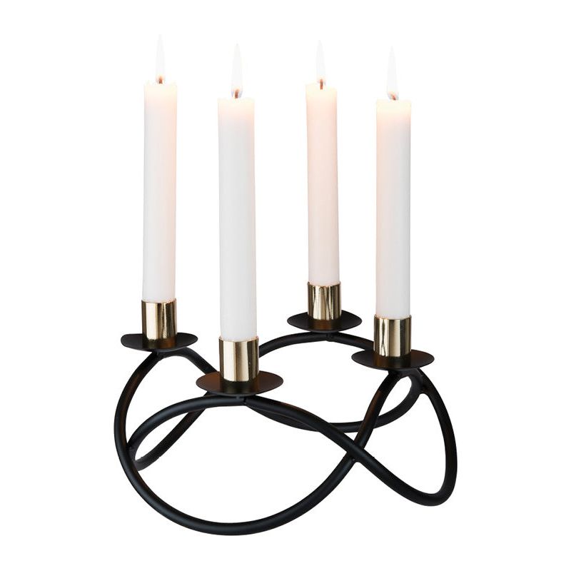 Dorre Asta Ljusstake svart smide rund 4 antikljus dia 23 cm-Holykitchen
