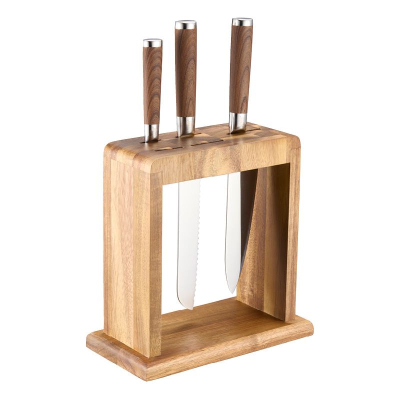 Dorre Kaira Knivställ för 5 knivar akacia trä 23 *12*23,4 cm-Holykitchen