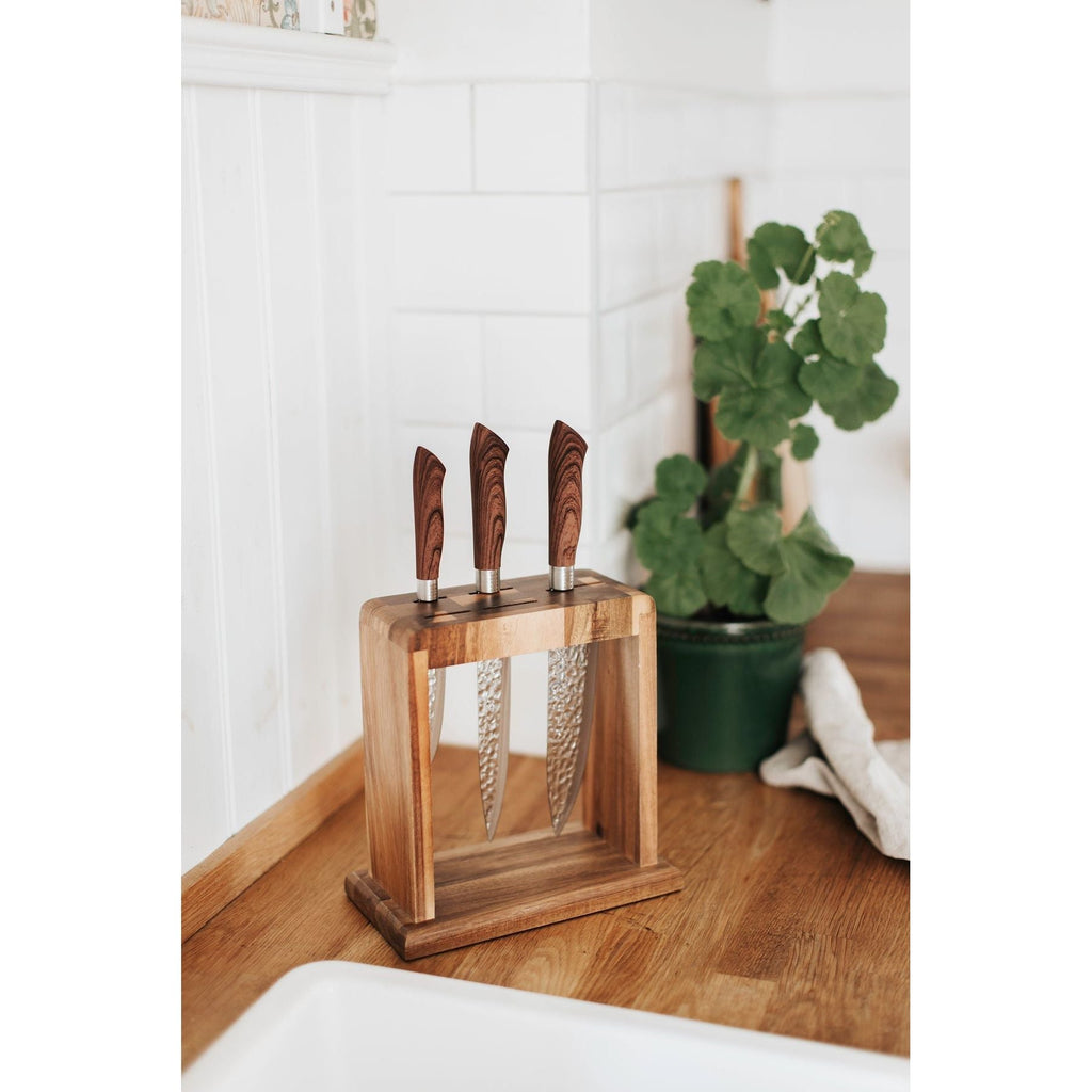 Dorre Kaira Knivställ för 5 knivar akacia trä 23 *12*23,4 cm-Holykitchen