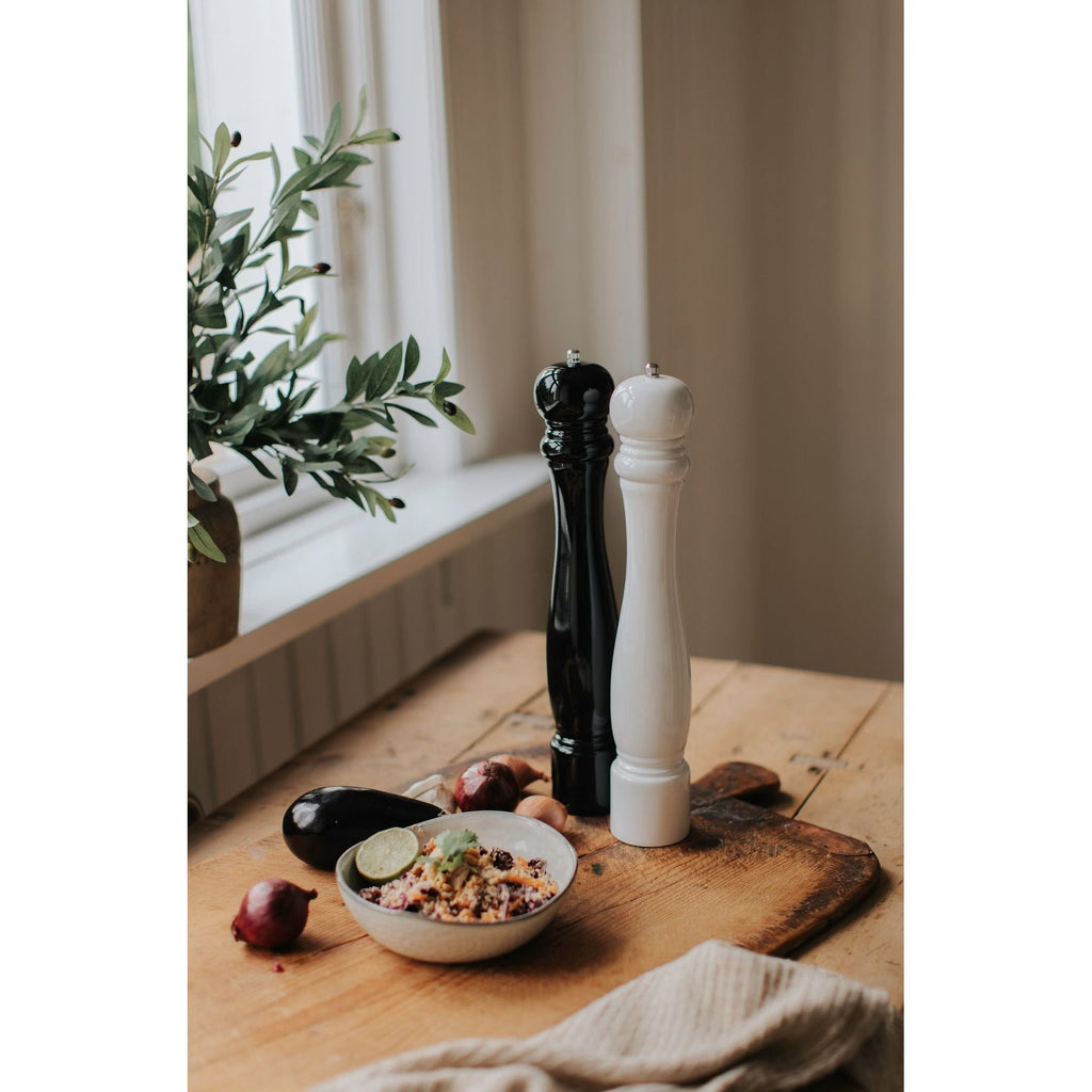Dorre Karou Peppar/saltkvarn vit högblank gummiträd 40 cm-Holykitchen