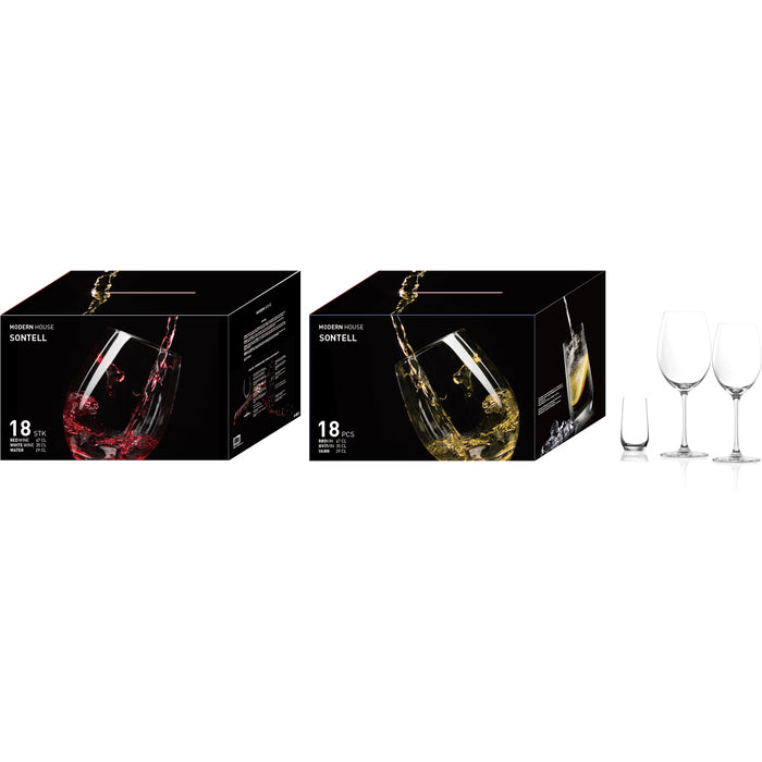 Modern House Sontell Vinset s/18 rödvin, vitvin, vatten 47/ 35/ 37 cl