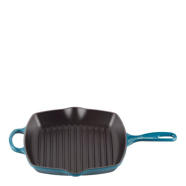 Le Creuset Signature grillpanna kvadratisk gjutjärn 26 cm Deep Teal-Holykitchen