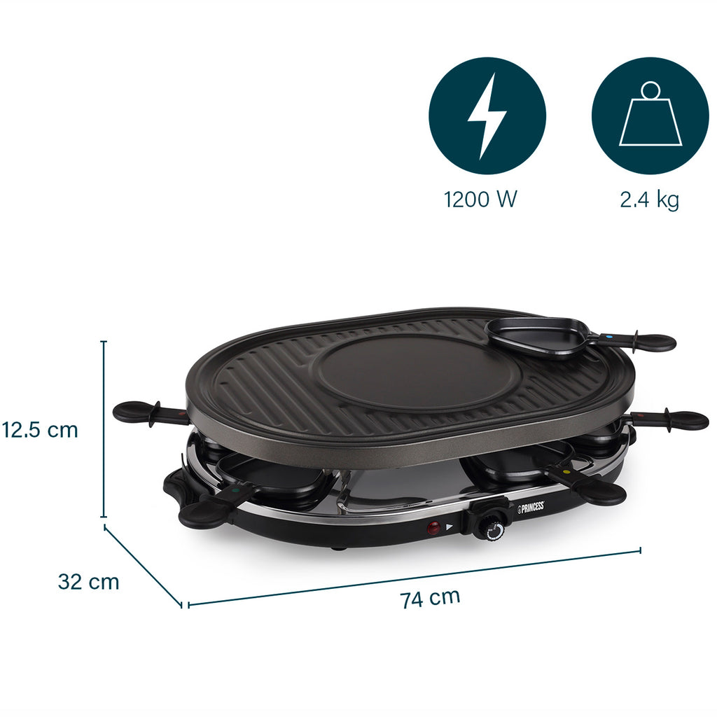 Princess Raclette 8 Oval Grill Party 162700 43X30cm grillplatta-Holykitchen
