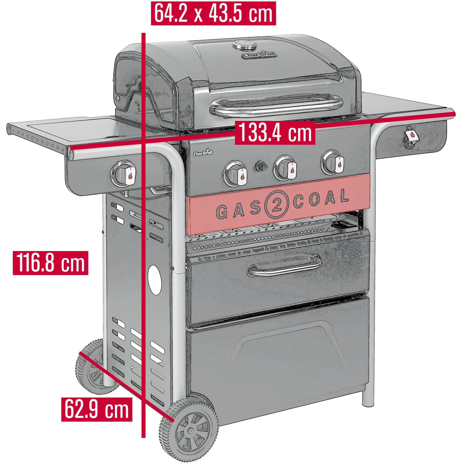Char-Broil Hybridgrill Gas2Coal 2.0 3+1 Brännare 140925-Holykitchen
