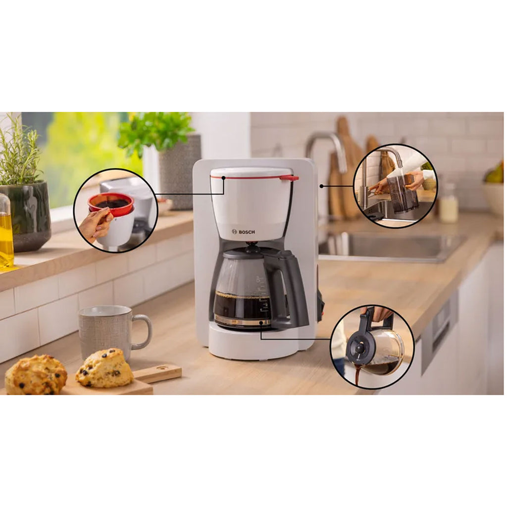 Bosch Kaffebryggare TKA2M111 Vit 1200Watt Avtagbar tank