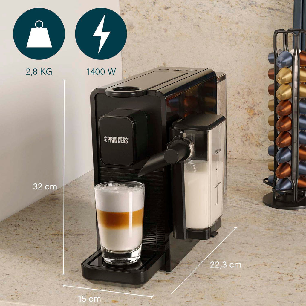 Princess Kapselmaskin Latte Pro 20bar "Nespresso" kompatibel - 249455-Holykitchen