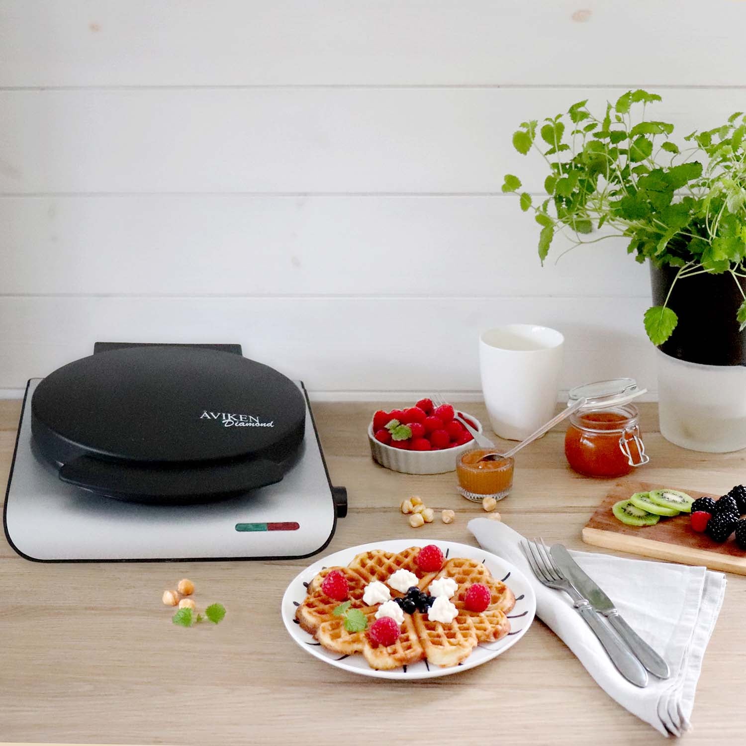 Åviken Våffeljärn enkelt 907.2 Keramiskt, Silver