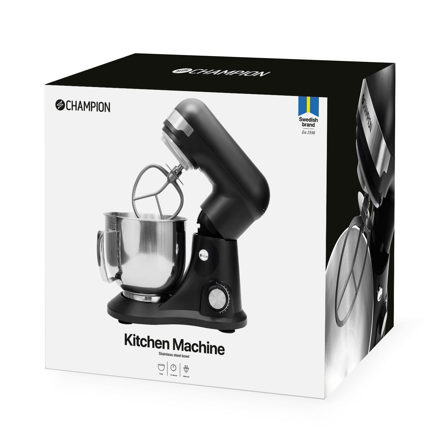 Champion Köksmaskin 5L 1000W KA300 Mattsvart-Holykitchen