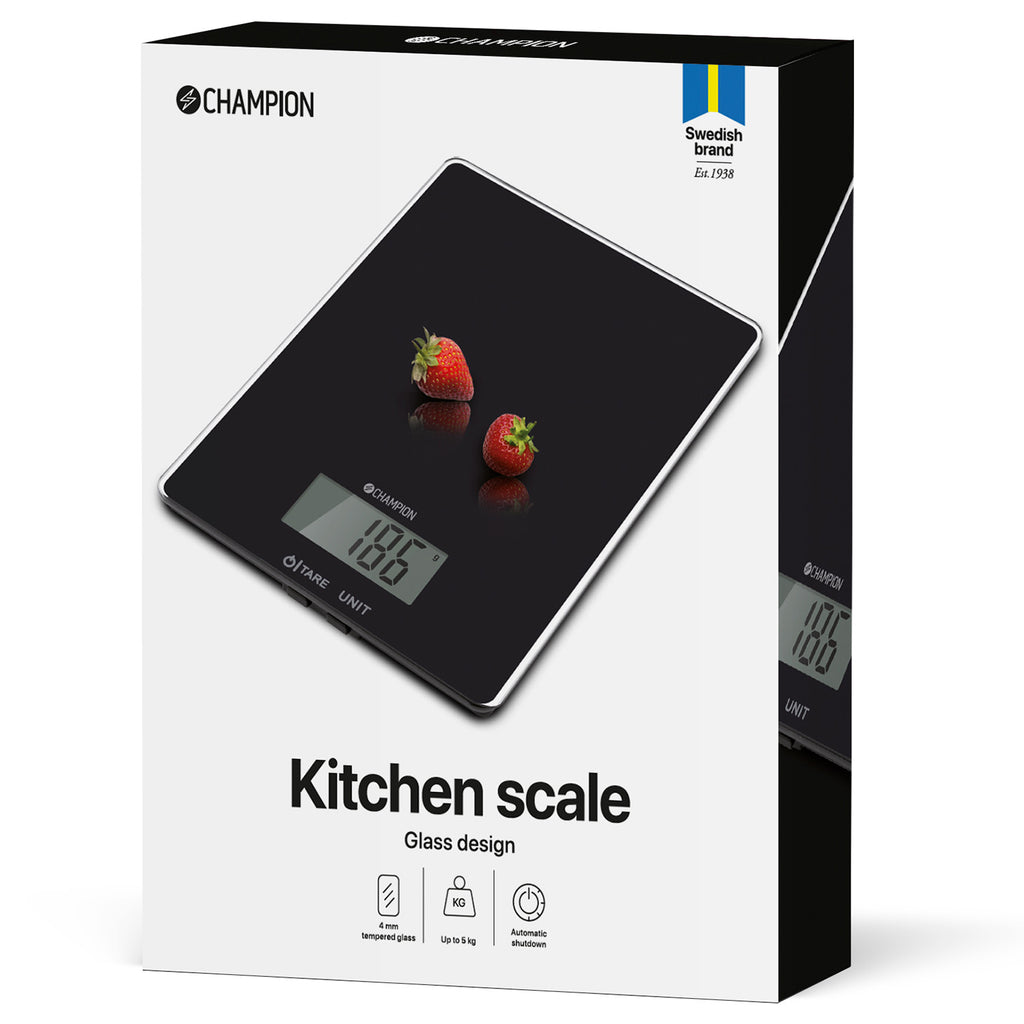 Champion Köksvåg Glas 5kg KV110 Svart