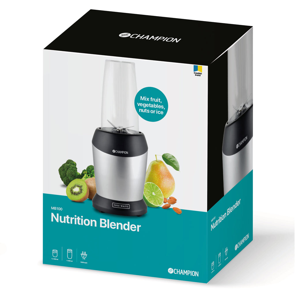 Champion Nutrition Blender 1000W MB100 Svart/Silver-Holykitchen