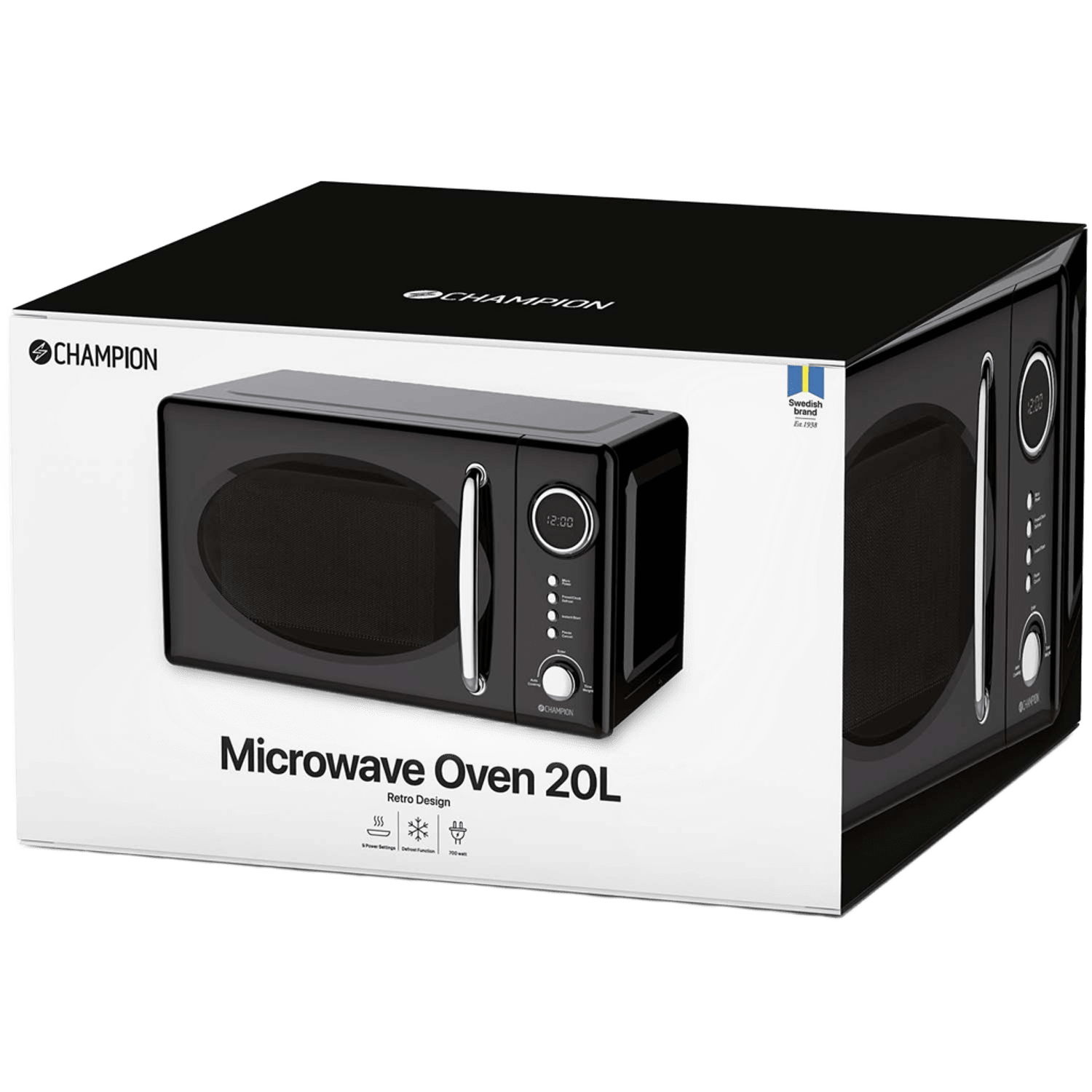 Champion Mikrovågsugn Retro 20L 700W MW025 Svart