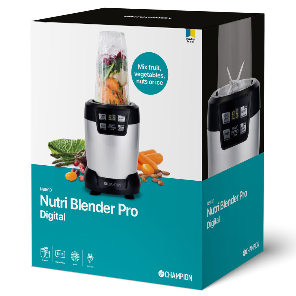 Champion Nutrition Blender Pro Digital 1200W NB500 Svart/Silver-Holykitchen