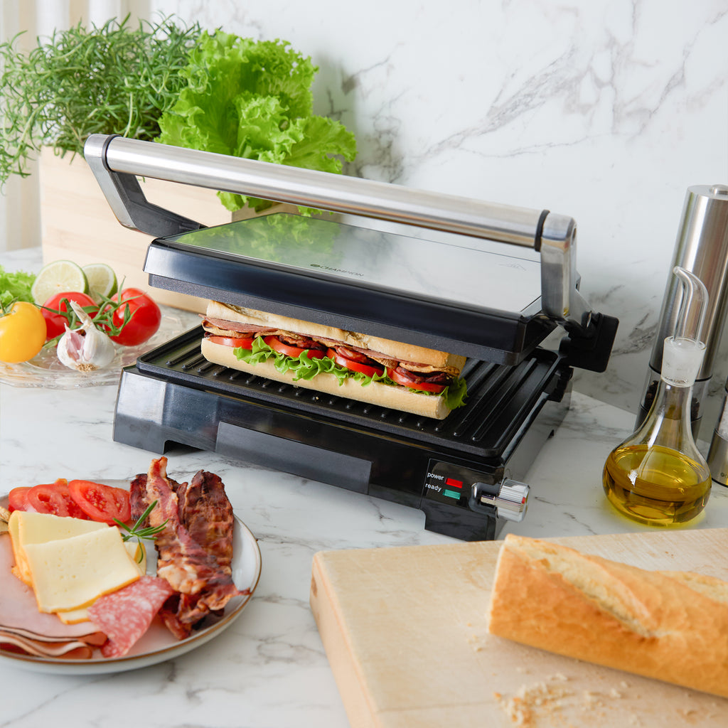 Champion Paninigrill Pro Health 2in1 med Bordsgrill 2000W PG600 Rostfri-Holykitchen