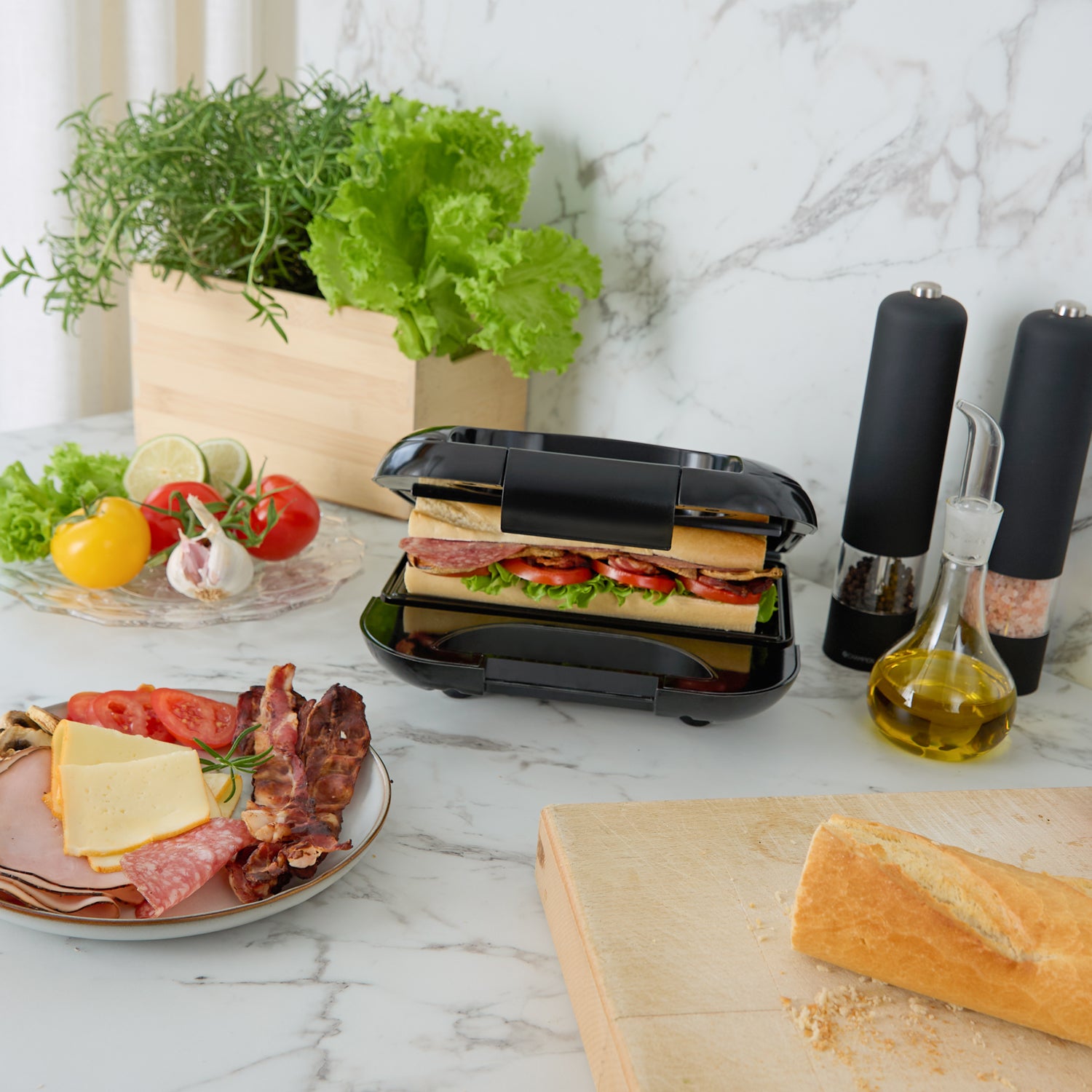Champion Smörgåsgrill Multi Health 22x12cm 750W SG400 Svart-Holykitchen