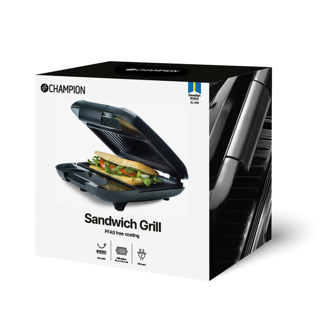 Champion Smörgåsgrill Multi Health 22x12cm 750W SG400 Svart-Holykitchen
