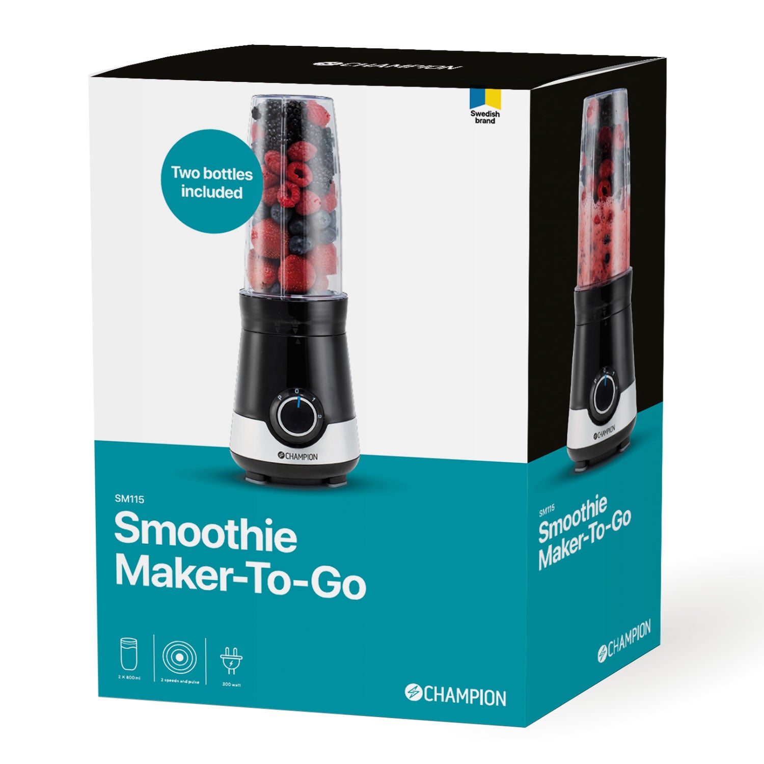Champion Smoothie Maker Power 300W SM115 Svart/Vit-Holykitchen