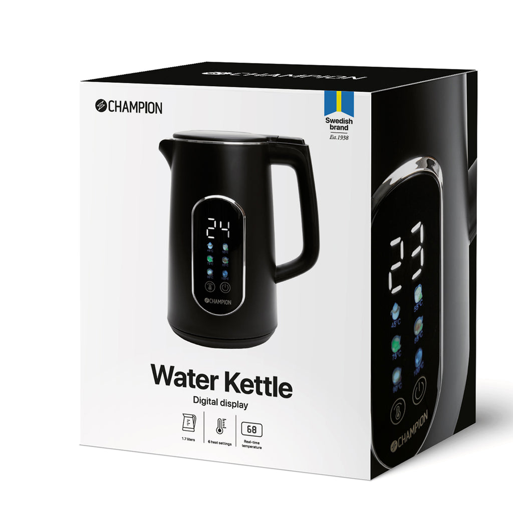 Champion Vattenkokare Digital Temp Varmhållning 1,7L VK800 Mattsvart-Holykitchen