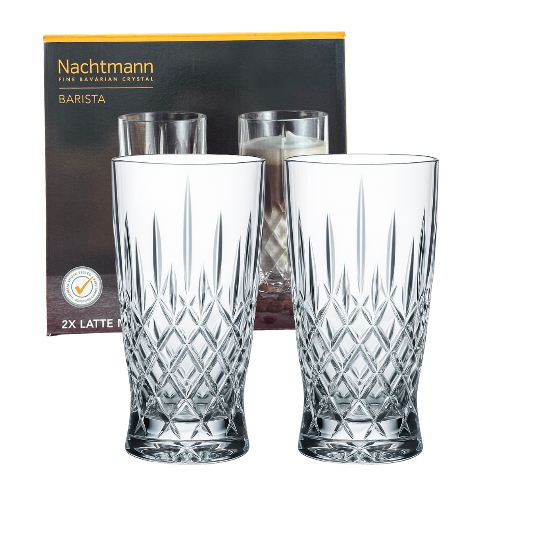 Latteglas 35 cl – 2-pack i klart slipat kristallglas