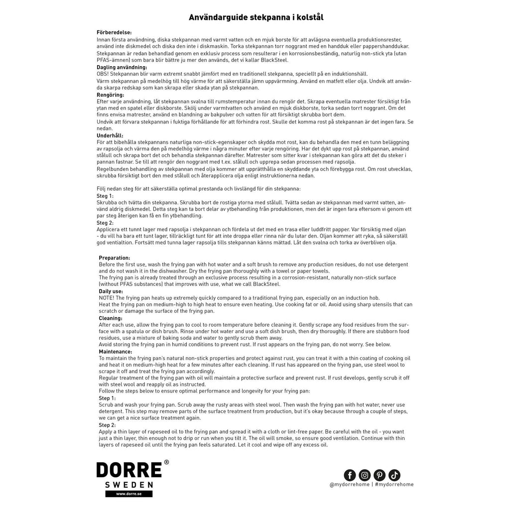 Dorre Proficient Kolstålspanna Ø28 cm blacksteel-Holykitchen