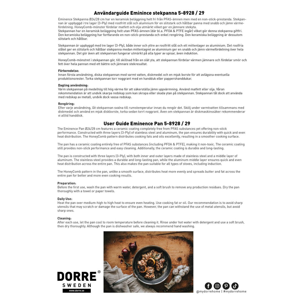 Dorre Eminence Stekpanna Ø24 cm keramisk beläggning H:4,5 cm rostfritt stål-Holykitchen