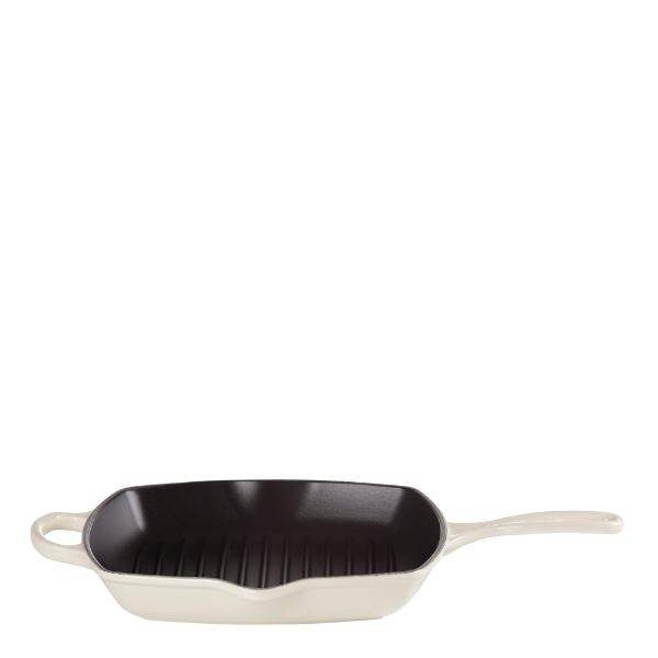 Le Creuset Signature grillpanna kvadratisk gjutjärn 26 cm Meringue-Holykitchen