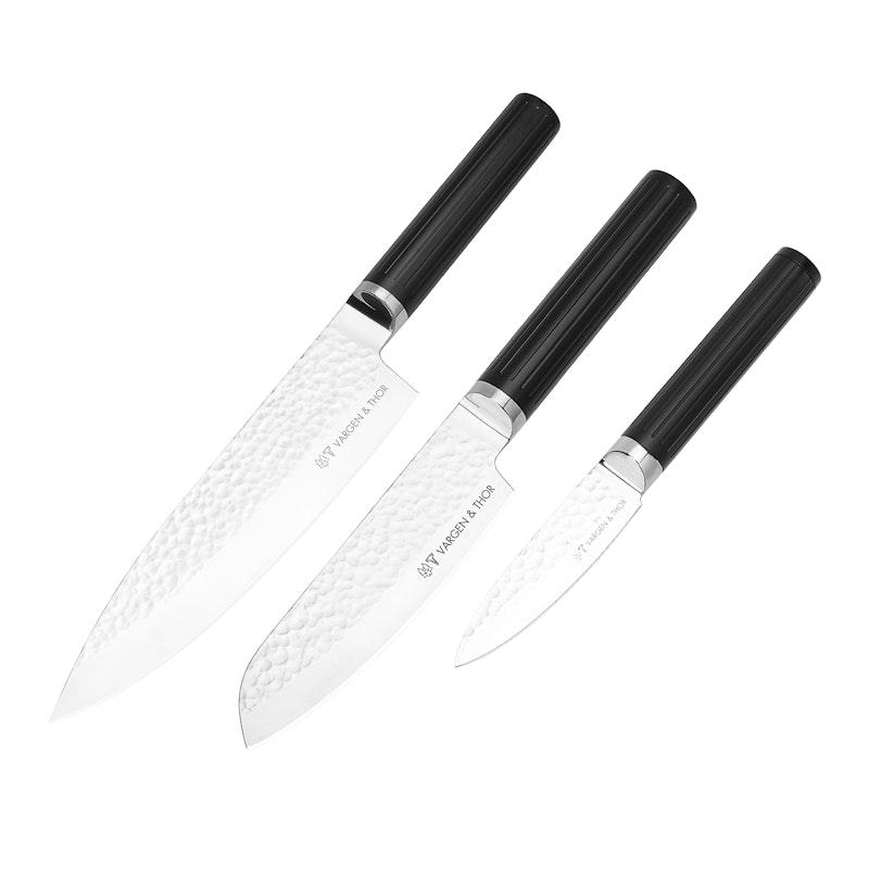 Vargen & Thor Glima knivsett i stål 3 deler svart-Holykitchen