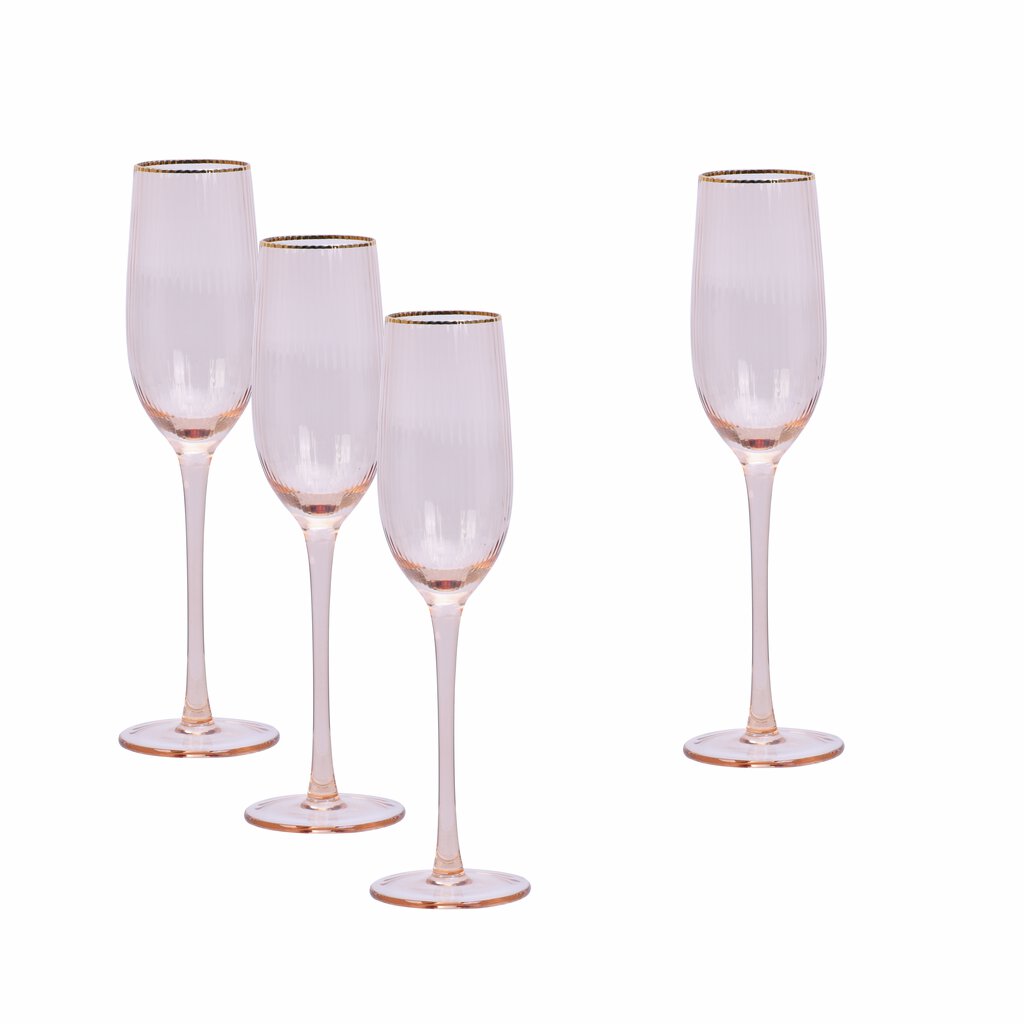 Modern House Soft Pink Champagneglas 4-pack 22 cl-Holykitchen